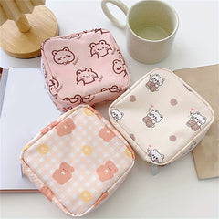 Bear Pattern Makeup Bag for Tampons, Coins, Sanitary Pads