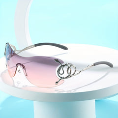 Y2K Snake Charm Sunglasses Wrap Around Rimless UV400 Sun Shades