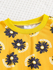 Girl's 2pcs Sweatshirt & Leggings Set Sunflower Print Top Casual Outfits