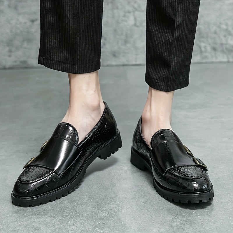 Men's Buckle Straps Slip On Monk Shoes - Smart Casual Walking Shoes