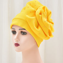 Turban Hair Cap Women Casual Big Flowers Head Hat Cap Headwear