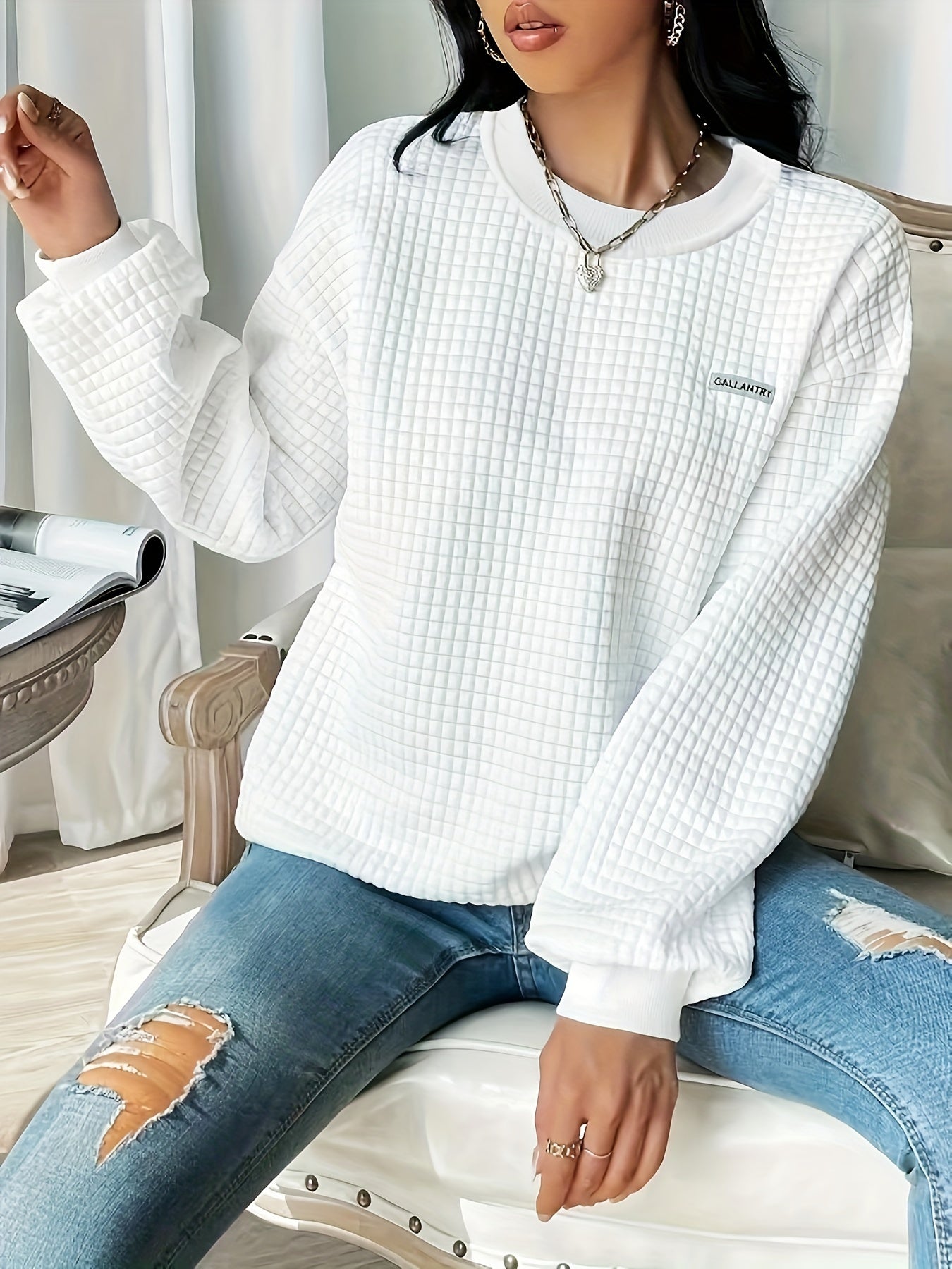 Casual Long Sleeve Crew Neck Sweatshirt for Women