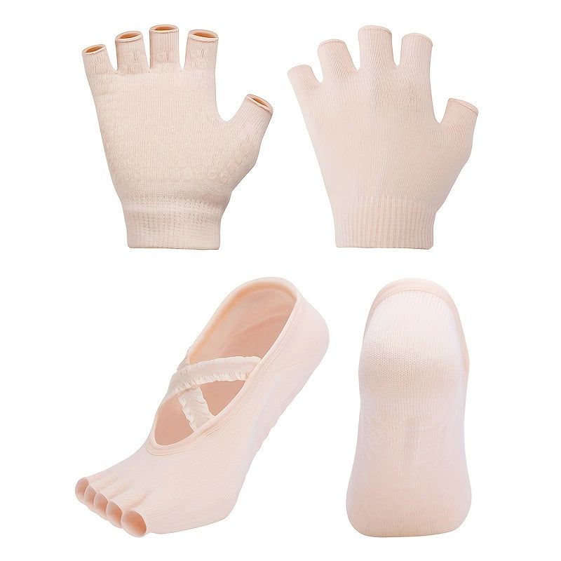 Fitness Gloves & Toeless Yoga Socks Set - Improve Performance
