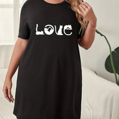 Art Letter Print Casual Loungewear Dress