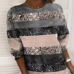 Striped Print Pullover Sweatshirt Casual Long Sleeve Crew Neck Sweatshirt