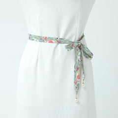 Vintage Flower Print Women's Belt with Skirt Sweater