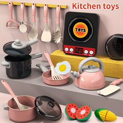 Kids Play Kitchen Toy Set with Cooking Pot and Stove