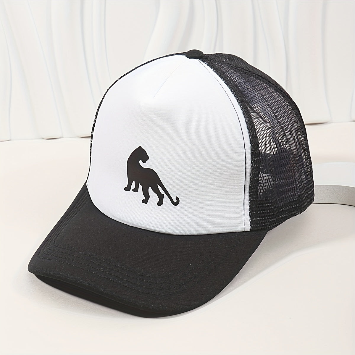 Animal Print Mesh Trucker Hat Unisex Breathable Sunscreen Dad Hat