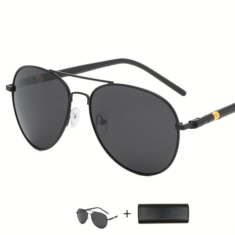 Men's Polarized Anti Light Sunglasses Vintage Metal Spring Legs