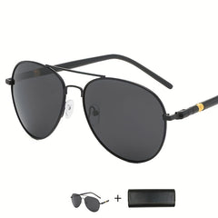 Men's Polarized Anti Light Sunglasses Vintage Metal Spring Legs