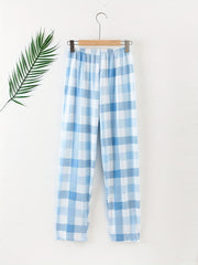Plaid Sleep Bottoms Elastic Waistband Sleep Pants Women's Loungewear