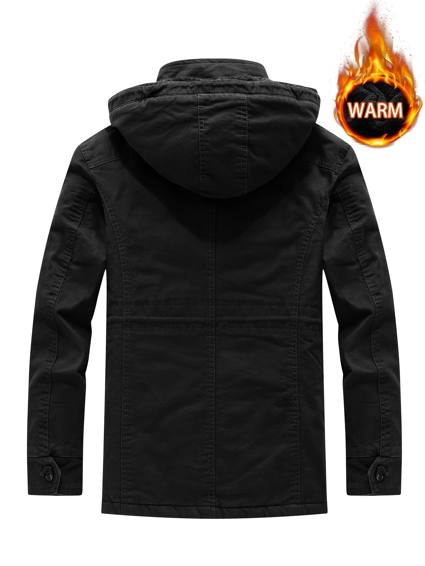 Men's Hooded Windproof Jacket Plush Warm Windbreaker For Autumn/Winter
