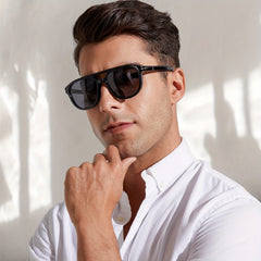 OUWEN Polarized Aviator Sunglasses Crystal Frame Dark Red Lenses