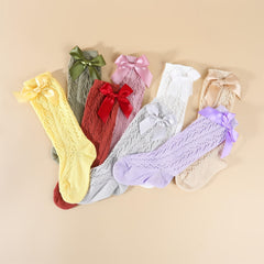 Girls Knit Bow Socks High Socks Autumn Spring Accessories
