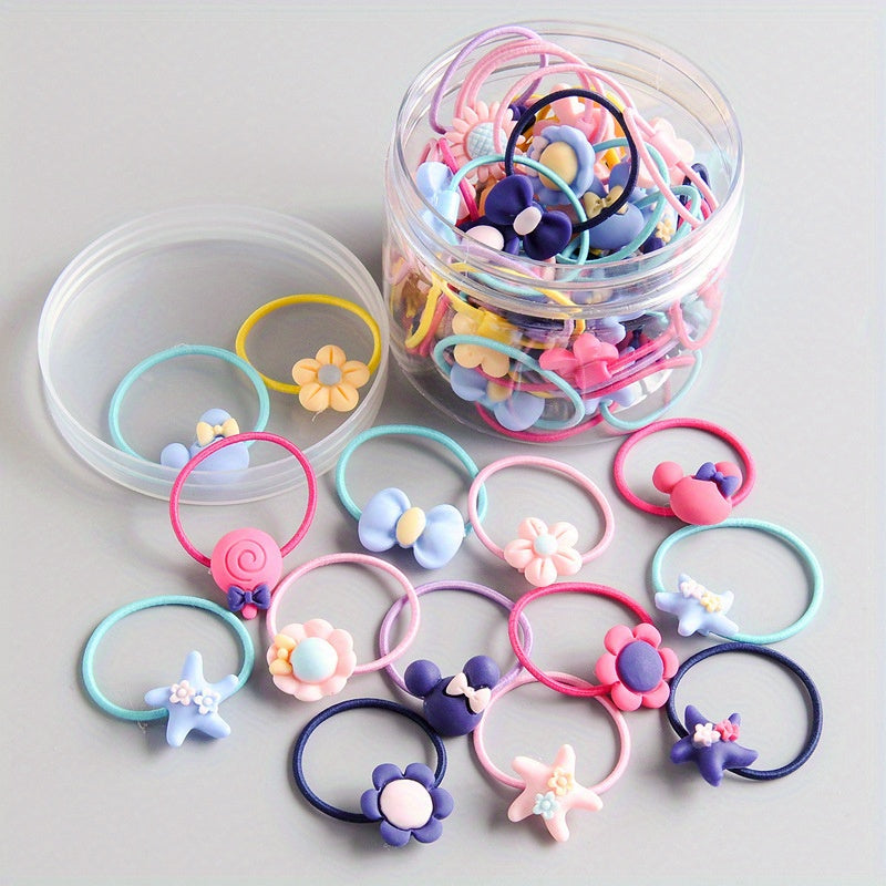 40pcs Kids Elastic Hair Rope Girls Headwear Hair Accessories