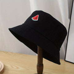 Embroidery Couple Basin Hat Cartoon Watermelon Sunscreen Beach Hat