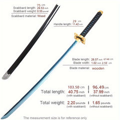 Anime Teal Wooden Sword Weapon Toy for Cosplay Costume Party Play Props