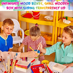 Small Wooden Tray Unfinished Storage Box Craft DIY Birthday Party Gift