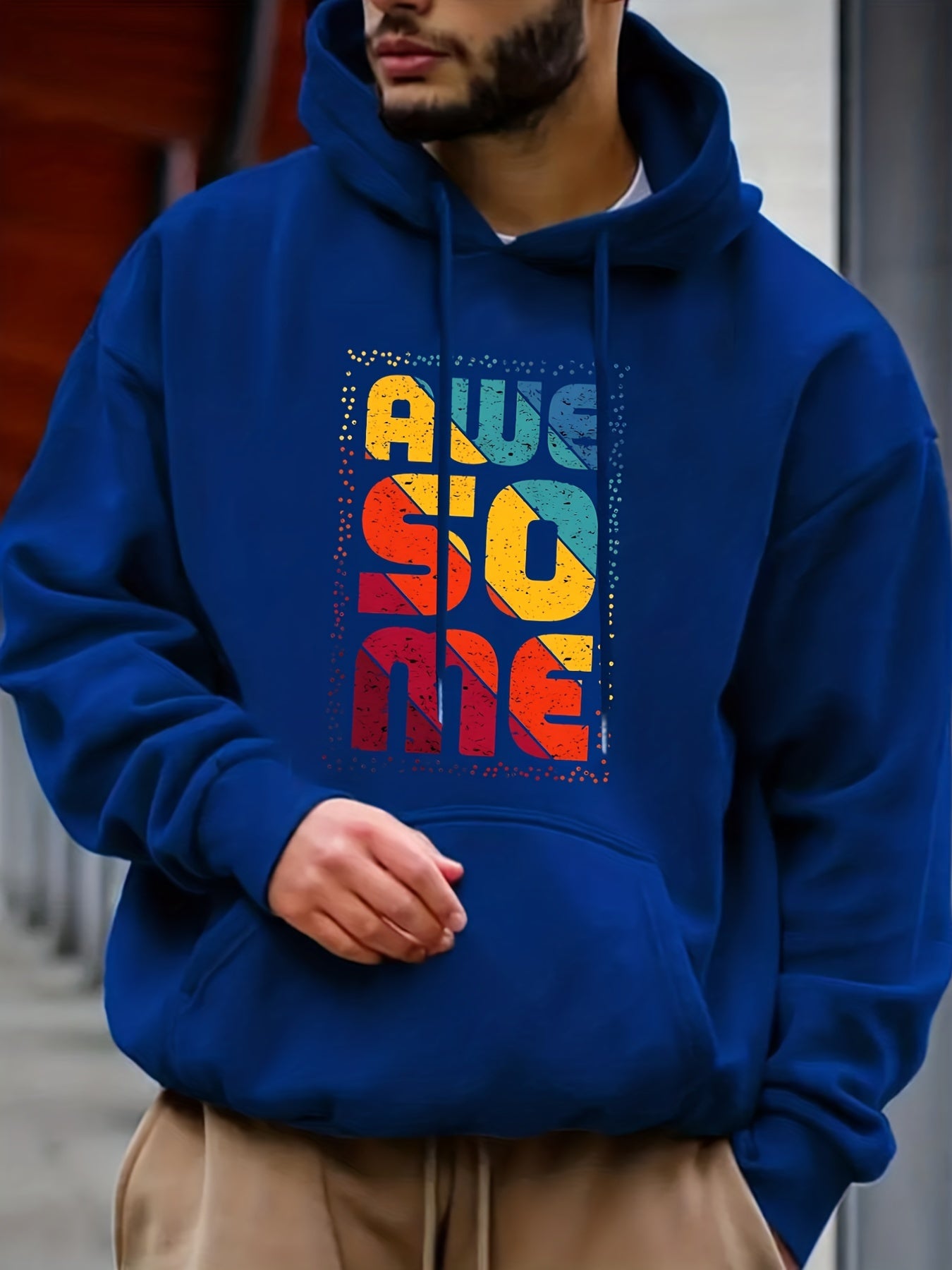 Men's Graphic Pullover Hoodie with Kangaroo Pocket