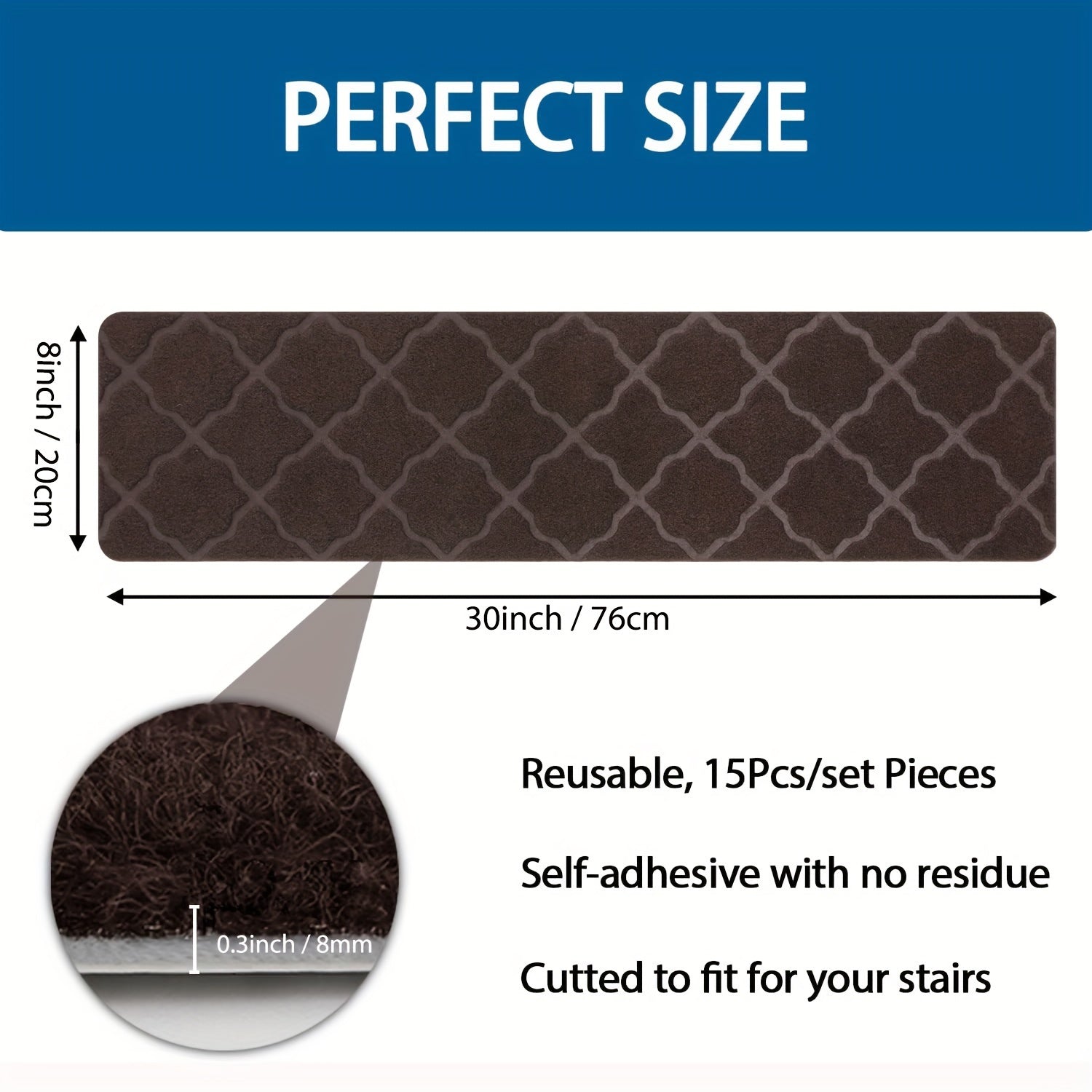 Non Slip Stair Treads Carpet for Wooden Steps Indoor with Adhesive Tape