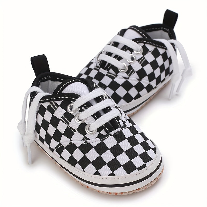 Plaid Sneakers Baby Boys Lightweight Non Slip Shoes Indoor Outdoor Walking