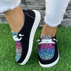 Leopard Pattern Flat Shoes Women's Casual Lightweight Soft Walking Shoes