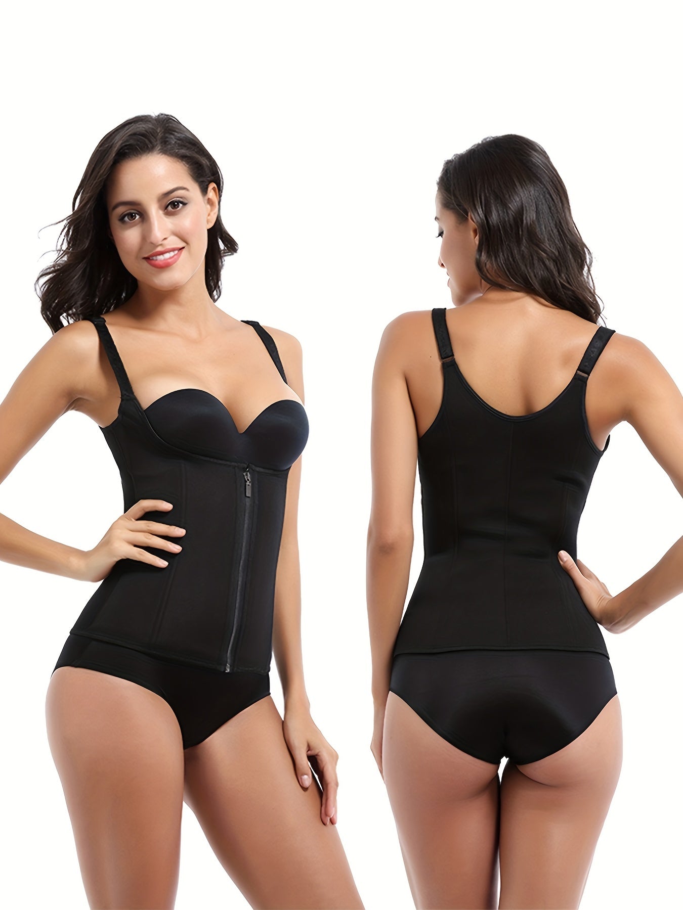 Zipper Cami Tops Waist Trainer Tummy Control Slimmer Top
