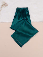 Pajama Set Women's Plus Short Sleeve Button Front Pajama Tops & Pants
