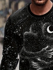 Hug Pattern Men's Long Sleeve Novelty T-shirt for Autumn