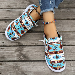 Retro Floral Print Low Top Sneakers Lightweight Casual Walking Shoes