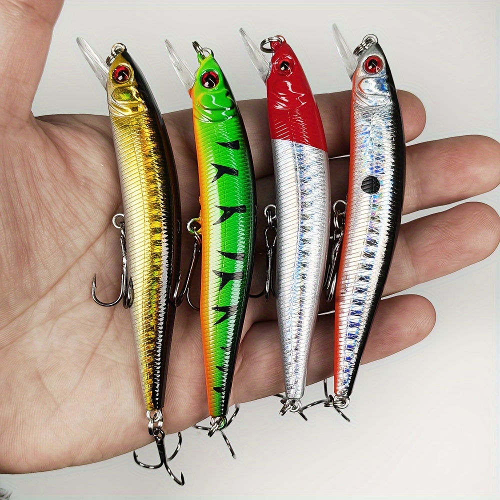 10pcs Minnow Fishing Lure 9.8g Floating Hard Bait Carp Tackle