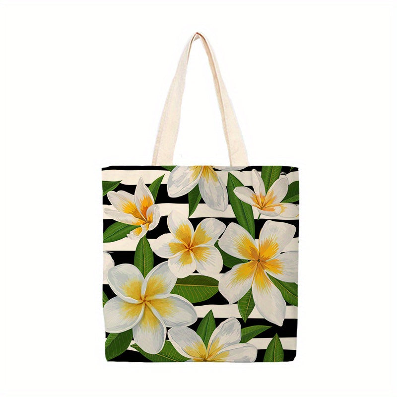Tropical Plant Flowers Printed Reusable Grocery Bags