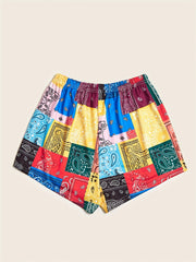 Paisley Patchwork Print Shorts for Women