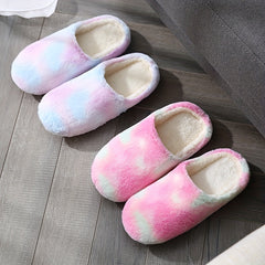 Women's Plush Indoor Slippers Warm & Comfy Closed Toe Fluffy Flat Shoes