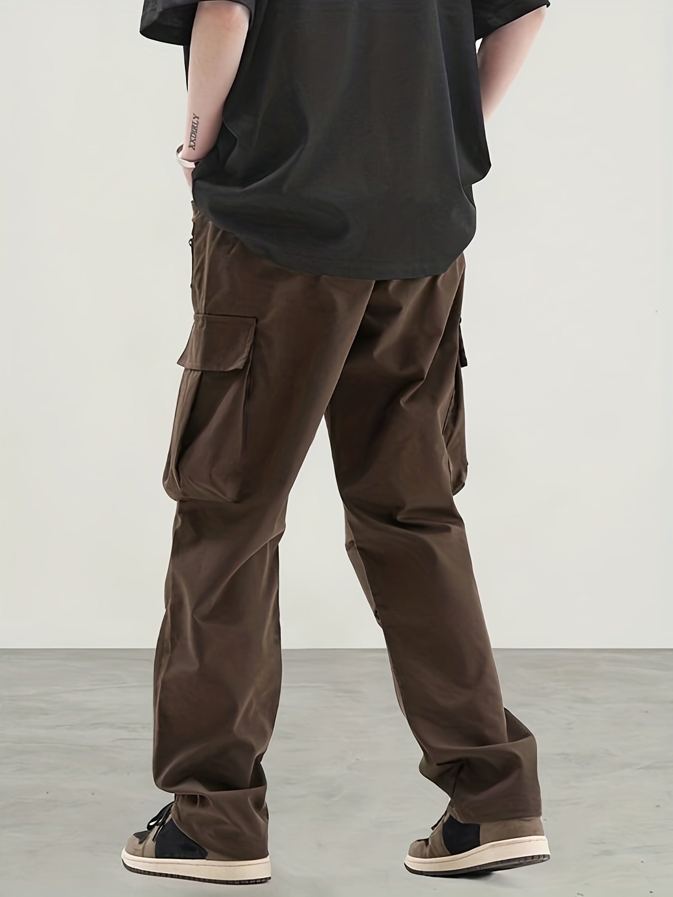 Men's Cargo Pants Regular Pocket Waist Drawstring Work Pants