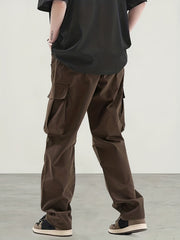 Men's Cargo Pants Regular Pocket Waist Drawstring Work Pants