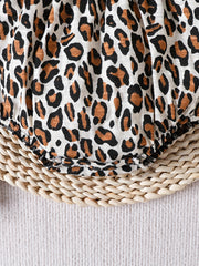 2pcs Newborn Leopard Print Romper & Headband Set