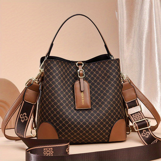 Plaid Satchel Crossbody Bag PU Leather Classic Shoulder Bag