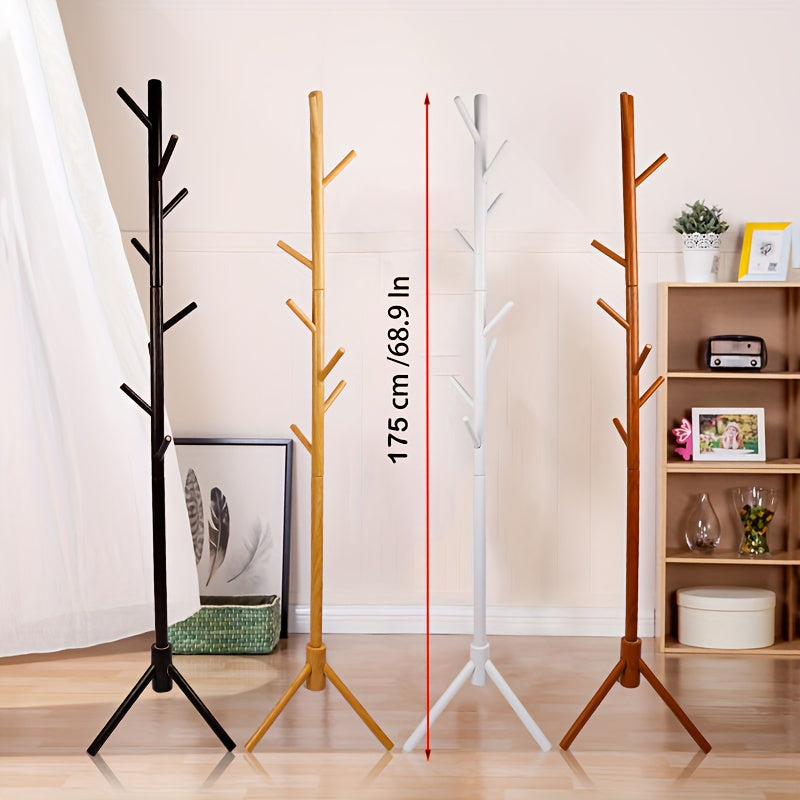 Wooden Standing Coat Storage Rack for Hats Clothes Bedroom