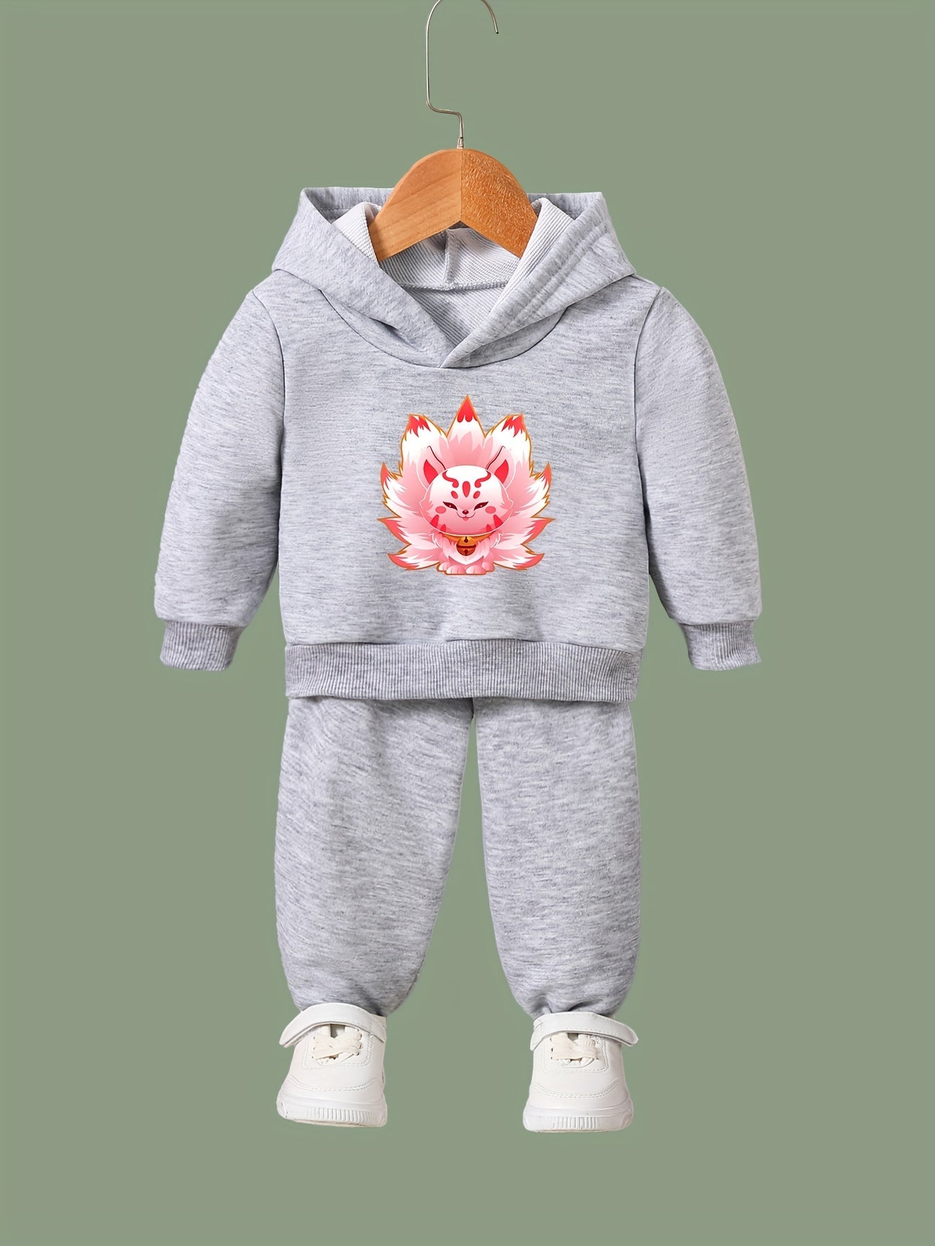 Fox Fairy Print 2pcs Girls Outfits For Sports Spring Fall Outdoor Gift