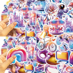 50pcs Cartoon Colorful Gift Series Graffiti Stickers Waterproof DIY Sticker Pack