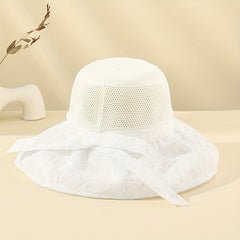 Mesh Hollow Lace Sun Hat Wide Brim Casual Beach Travel Bucket Hat