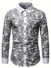 Flower Print Men s Casual Long Sleeve Shirt