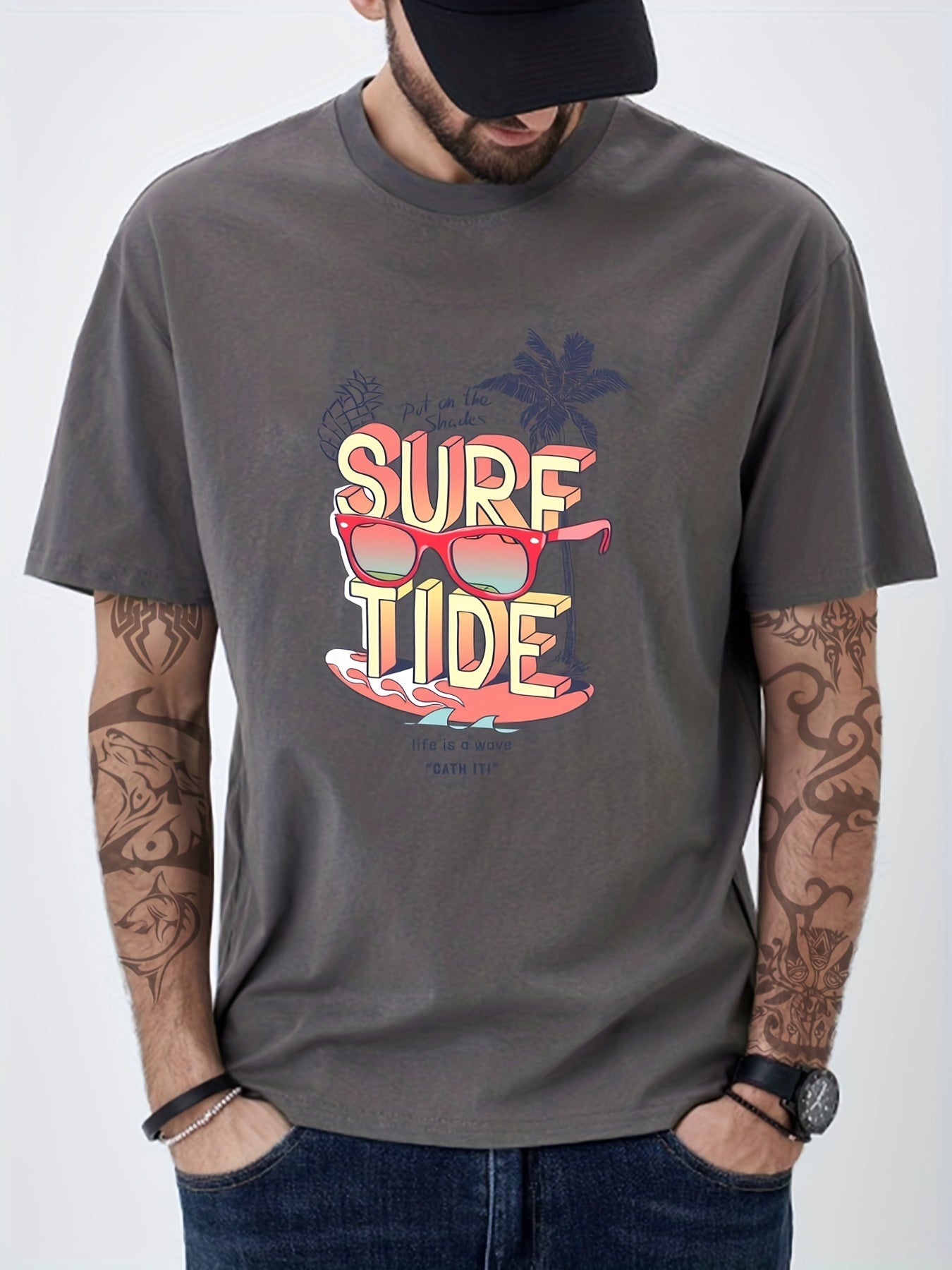 Surf Tide & Sunglasses Print Men's Graphic T-shirt