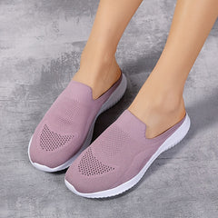 Breathable Anti Slip Knitted Running Shoes Lightweight Backless Slip On Slippers