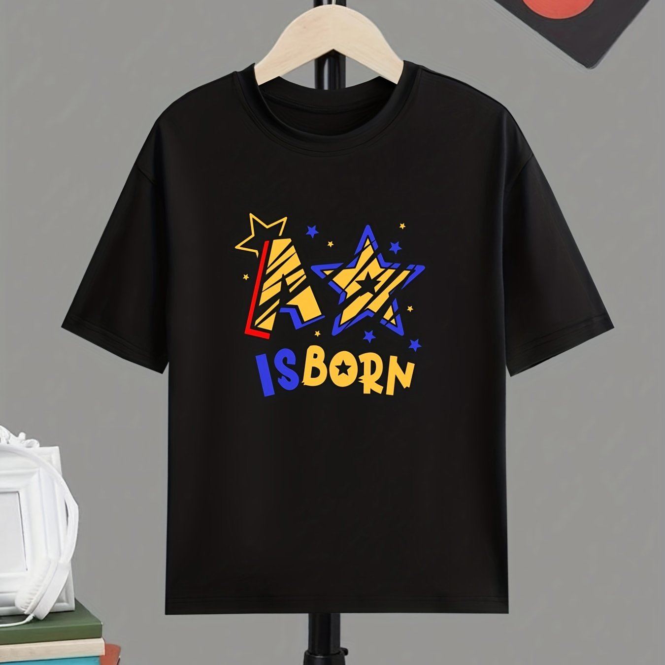 A Star Is Born Boy's Letter Print T shirt Active Short Sleeve Tee