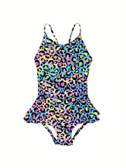 Toddler Girls Fish Scale Cami Swimsuit Ruffle Trim
