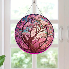 Cherry Blossoms Tree Suncatcher Decor Round Hanging Ornament
