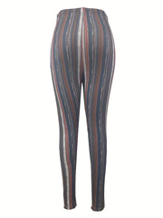 Patchwork Print Skinny Leggings High Waist Stretchy Leggings