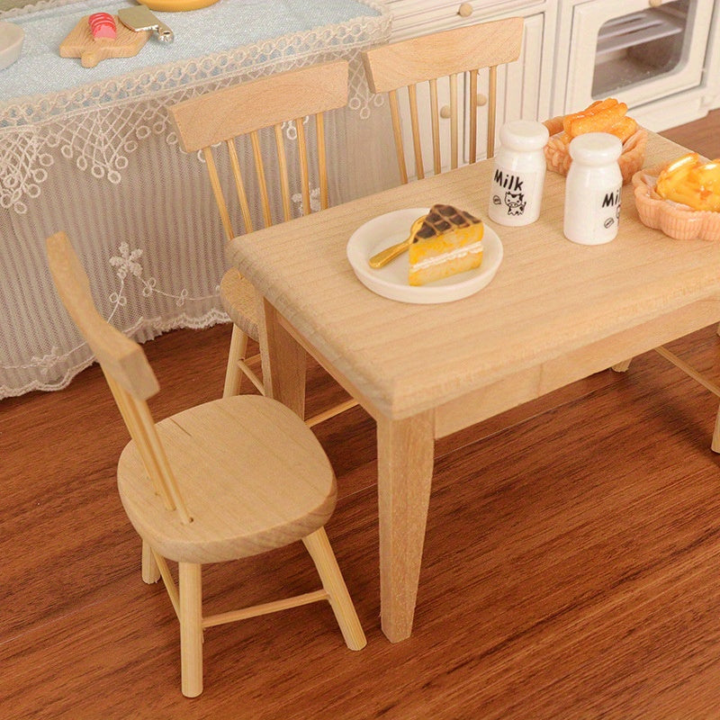 Dollhouse Dining Chair Brown Wood Grain Compact Size for Accessories